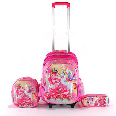 China Other Trolley School Bags With Wheel Lunch Bags For School KidsUnicorn Trolley Children Kids School Bags for sale