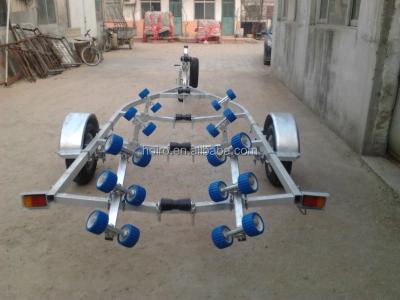 China Wobbly Galvanized Rollers 5.5m Hot Dip Rack Boat Trailer for sale