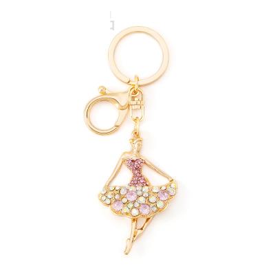 China Ballet Principal Elegant Girl Stand Jewelry Gift Promotion Crystal Keychain Pendant Metal Crystal Keychain for sale