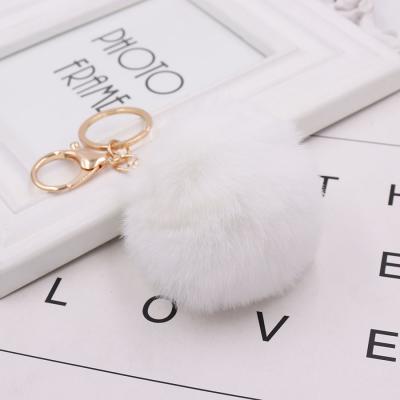 China Eco-friendly Plush Ball Fashion Lady Bag Pendant Plush Car Key Chain Ornament Plush Ball Key Chain for sale