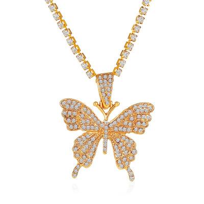 China High Quality European and American Border Butterfly Rhinestone Jewelry Latest Fashion Pendant Necklace for sale