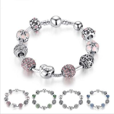 China Hot ALLOY style jewelry bracelet DIY silver hole glass bead diamond bracelet large for sale