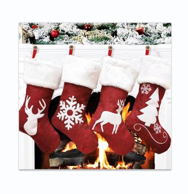 China Viable Christmas Socks Gift Bag Kenaf Elk Embroidery Christmas Socks Christmas Gifts for sale