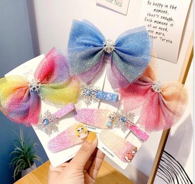 China Sweet Children's Ice Bow Hairpin Princess Crown Headdress Girls Clip Little Girl Side Hairpin for sale