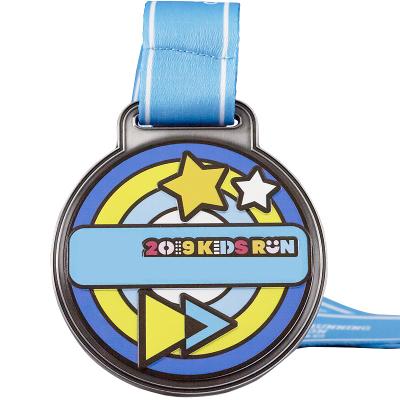 China Europe Factory Promotion Kids Marathon Sports Aluminum Alloy Medal With Ribbon for sale