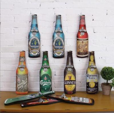 China New Sustainable Creative European Vintage Style Wall Bottle Opener Wall Beer Shaped Wine Bottle Shaped Opener for sale