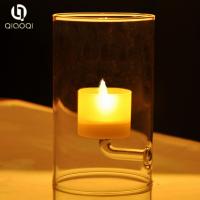 China Simple Elegant transparent Glass Candle Holder en venta