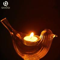 China creative Stripe birds shape transparent Glass Candle Holder Te koop