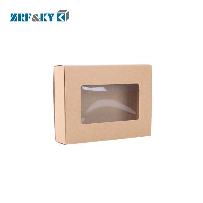 China Recyclable Custom Brown Kraft Paper Cardboard Drawer Box with Clear Window for sale