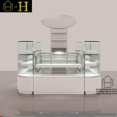 China Showcase Gold Kiosk Luxury Brass Jewelry Kiosk Luxury High Class Cabinet New Design for sale