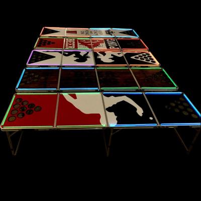 China OPTIONAL 8-Foot Beer Table Pong Cup Holes Waterproof and Color-Changing LED Glow Lights for sale