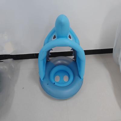 China Water Entertainment Summer Fun Baby Toddler Pool Float With Canopy Inflatable Shark Infant Pool Float for sale