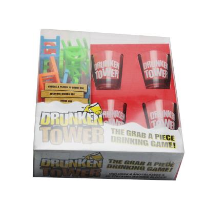 China Drunk Room Tower Drinking Game Set Of 18 Piece Chairs And 4 Shot Glasses Set , Stacking Balancing Party Game for sale