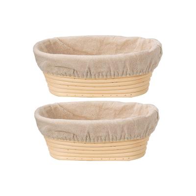 China Sustainable set of 2 10inch Brotform Oval Proofing Dough Rising Rattan Basket And Liner Combo for sale