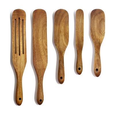 China Stocked 4 Piece Wooden Spurtle Kitchen Tools Wooden Spatula Set Slotted Wooden Spurtle Set for sale