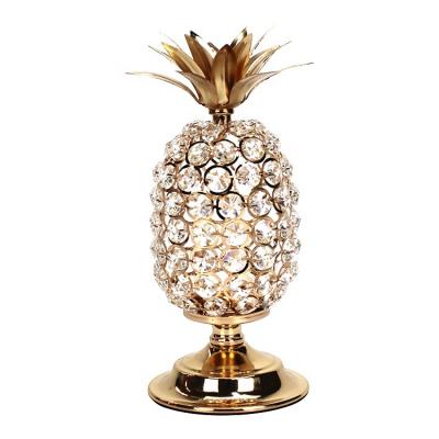 China Pineapple-shape Crystal Metal Standing Candlestick Holder from Morden HELI Vanity Luxury Golden Plated for sale