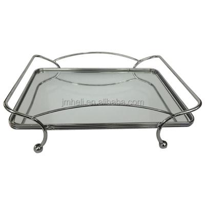 China Metal& cheap glass decorative metal serving tray for sale