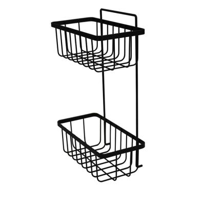 China Wall Mounted Type Wall Mounted Hanging Cart HELI Bathroom Accessories 2 Tier Rectangle Storage Shower Rack for sale