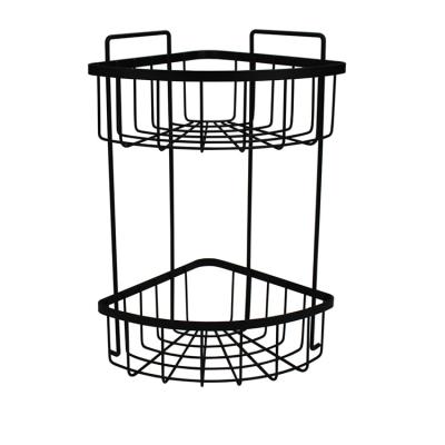 China Wall Mounted Type Corner Trolley HELI Two-Tier Iron Bathroom Wall Storage Shelf Shower Rack for sale