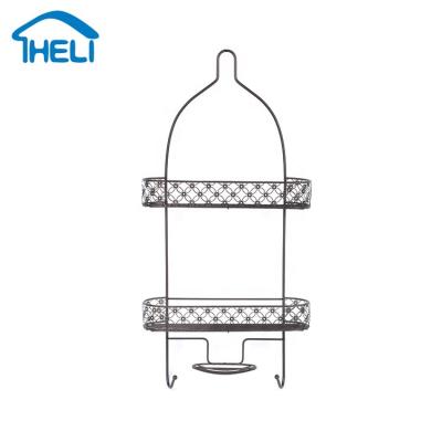 China Wall Mounted Type 3 Tier Bathroom Organizer Shelf Storage Stainless Steel Wire Shower Caddy Hanging Basket for sale