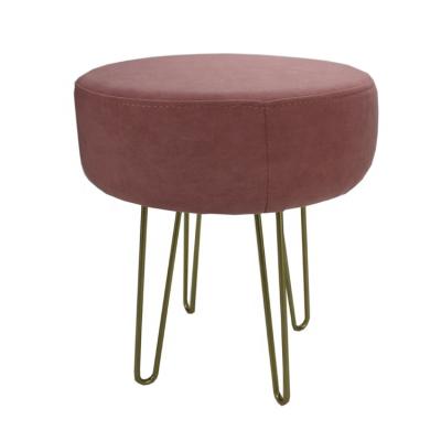 China Soft Modern Vanity Velvet Round Metal Stool Foot Stool Chair for sale