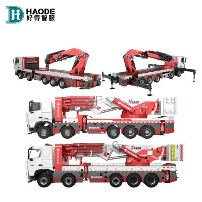 China TRUCK HAODE CRANE isuzu crane truck 53T 160mm cylinder folding arm pushed high dump truck with crane grua Para truck truck crane boom truck for sale