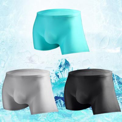 China 2023 factory wholesale high quality sexy ice solid color antibacterial mid-rise briefs and boxers silk breathable quick dry men for sale