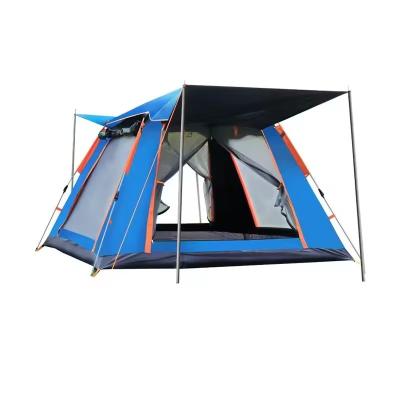 China Trigone/V-type Ground Nail Outdoor waterproof pop-up tent cabin with sunshade, instant setting automatic aluminum pole family camping tent for sale