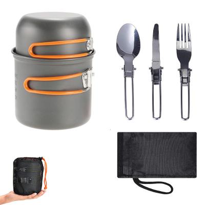 China Sustainable Portablecamping cookware with tablewareorangeOutdoor alumina tableware set,travel cookware accessories, trampoline tableware set for sale