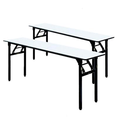 China Restaurant Table Restaurant Furniture Rectangular Plywood Top Hotel Metal Base Folding Banquet Table for sale