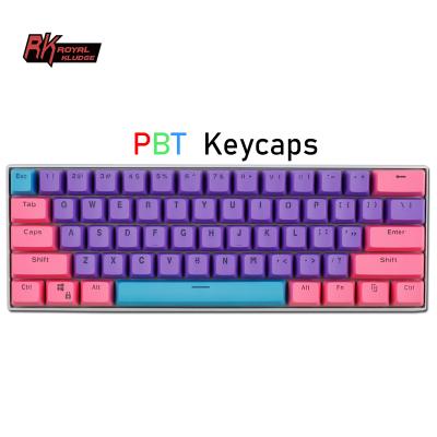 China Royal custom colored keycaps Kludge rk61 keytop set doubleshot 61 personaliz 60% colored key pbt mechanical keyboard keycaps for sale