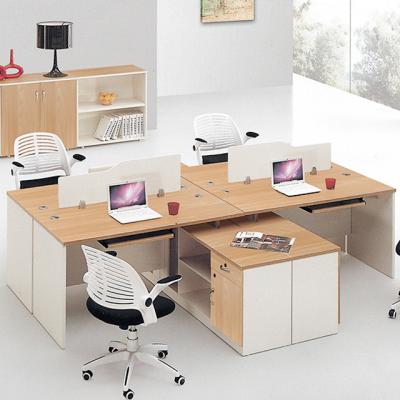 China Contemporary Walnut Color Office Desk Table 4 Person Office Furniture for sale