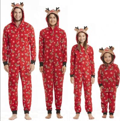 China 2021 Fashion Hooded QUICK DRY Christmas Print Overalls Cotton Christmas Family Pajamas Sets for sale