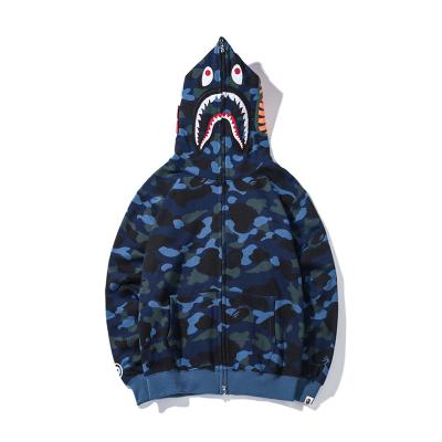 China Unisex Anti-wrinkle 3d Shark Head Digital Printing Casual Hooded Zipper Sweatshirt for sale