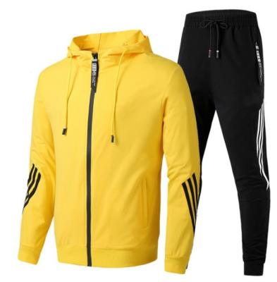 China 2021 Viable Hot Sale Quilting Men's Sweatsuit Sets Slim Stripe Hooded for sale