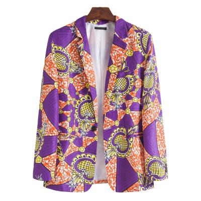 China Anti-wrinkle men's fashion brand casual suit printed blazer jacket for men for sale