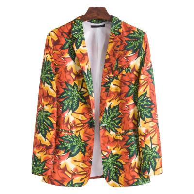 China Wholesale V Neck Smart Mens Floral Print Anti-wrinkle Color Blazer Jacket for sale