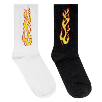 China Antibacterial High Quality Fashion High Street Fire Print Basketball Socks Comfortable Sports Socks for sale