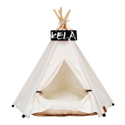 China Pet Teepee Cooling House Fold Away Pet Tent Furniture DOG Cat Bed With Cushion for sale