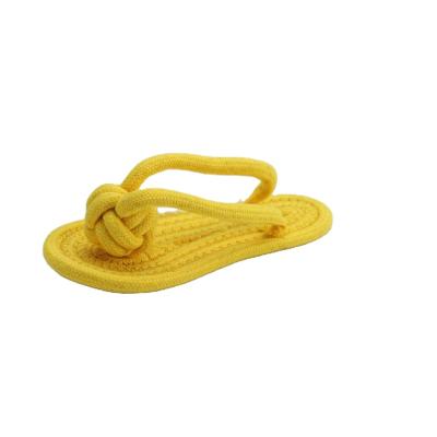 China Viable Made in China Pet Toy Dog Teething Rope Knot Toy Candy Color Cotton Rope Molar Slippers for sale