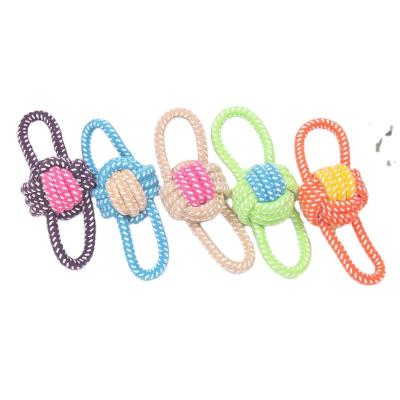 China Viable Cheap Sale Pet Supplies Toy Colorful Woven Ball Cotton Rope Molar Dog Cleaning Toy for sale