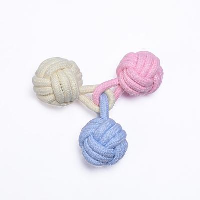 China Viable interesting buy Macaron series cotton rope toys anti-bite cotton rope ball molars cat and dog interactive toys for sale