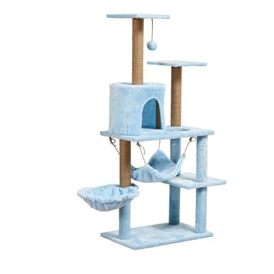 China Sustainable Cat Toy Sisal Cat Climbing Frame, Three-Layer Wooden Pet Cat Scratching Pole Nest Platform Jumping Tree for sale