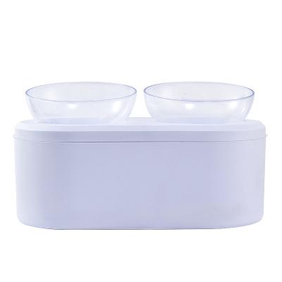 China Non-automatic double cat bowl can store ware elevated dog bowl plastic pet bowl for sale