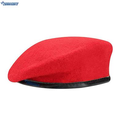 China 100% Wool Solid Color Mens Woomen Custom Military Beret Hat Unisex Te koop