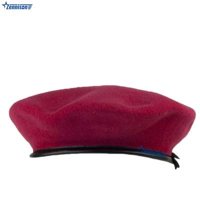 China Army Army Wear Military Hat With Leather Strip Wool Beret For Men Women Te koop