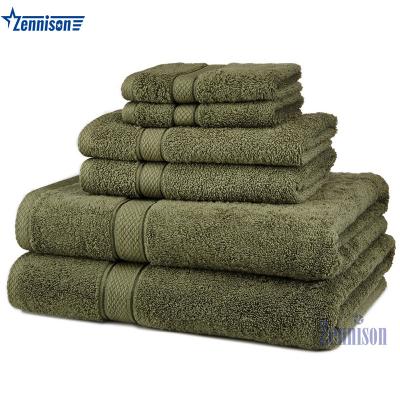 中国 Sustainable Soft Cotton Bath Tower Face Towel Thicken Strong Water Absorption Military Towel 販売のため