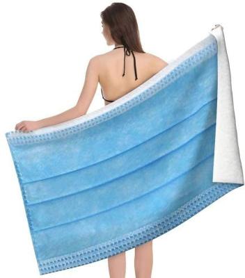 China Sustainable Blue Microfiber Beach Towel Cover Quick Dry Super Absorbent Lightweight Thin Beach Towel for sale