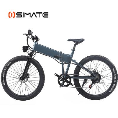 China Simate Eb09 26 alloy 3.0tire 36v/10.4ah lithium-ion battery 7 speed disc brake aluminum electric folding bike for sale