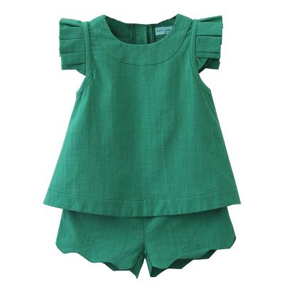 China Bear Leader Girls Clothing Sets Summer Sleeveless Green Solid T-shirt+Shorts 2Pcs kids cloths for sale